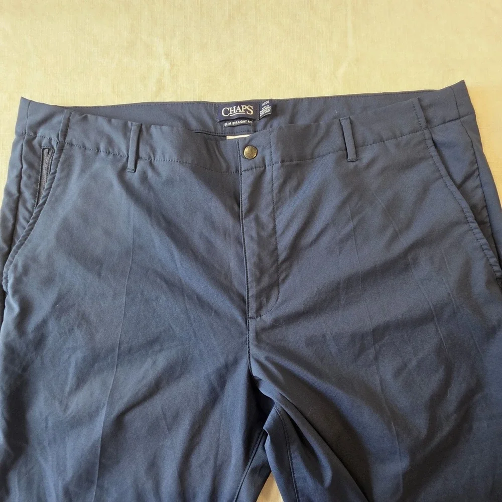 Chaps Men's Golf Pants 40x30 Blue Slim Straight Fit Stretch Chino Performance... - Picture 3 of 8